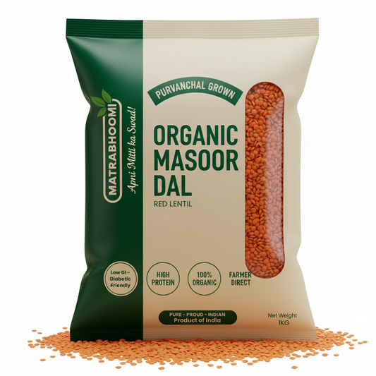 Organic Masoor Dal - Purvanchal Grown Packaging